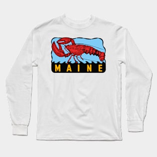 Vintage Style Maine New England Decal Long Sleeve T-Shirt